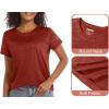 imageMAGCOMSEN Womens Workout Shirts Crewneck Short Sleeve Moisture Wicking Lightweight Tops for Gym Athletic SportsDark Orange