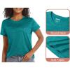 imageMAGCOMSEN Womens Workout Shirts Crewneck Short Sleeve Moisture Wicking Lightweight Tops for Gym Athletic SportsEmerald Green