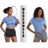 imageMAGCOMSEN Womens Workout Shirts Crewneck Short Sleeve Moisture Wicking Lightweight Tops for Gym Athletic SportsLight Blue