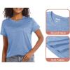 imageMAGCOMSEN Womens Workout Shirts Crewneck Short Sleeve Moisture Wicking Lightweight Tops for Gym Athletic SportsLight Blue
