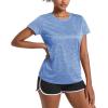 imageMAGCOMSEN Womens Workout Shirts Crewneck Short Sleeve Moisture Wicking Lightweight Tops for Gym Athletic SportsLight Blue