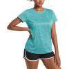 imageMAGCOMSEN Womens Workout Shirts Crewneck Short Sleeve Moisture Wicking Lightweight Tops for Gym Athletic SportsLight Green