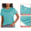 imageMAGCOMSEN Womens Workout Shirts Crewneck Short Sleeve Moisture Wicking Lightweight Tops for Gym Athletic SportsLight Green