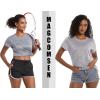 imageMAGCOMSEN Womens Workout Shirts Crewneck Short Sleeve Moisture Wicking Lightweight Tops for Gym Athletic SportsLight Grey