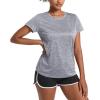 imageMAGCOMSEN Womens Workout Shirts Crewneck Short Sleeve Moisture Wicking Lightweight Tops for Gym Athletic SportsLight Grey