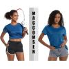 imageMAGCOMSEN Womens Workout Shirts Crewneck Short Sleeve Moisture Wicking Lightweight Tops for Gym Athletic SportsMedium Blue