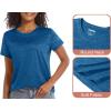 imageMAGCOMSEN Womens Workout Shirts Crewneck Short Sleeve Moisture Wicking Lightweight Tops for Gym Athletic SportsMedium Blue