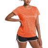 imageMAGCOMSEN Womens Workout Shirts Crewneck Short Sleeve Moisture Wicking Lightweight Tops for Gym Athletic SportsOrange
