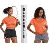 imageMAGCOMSEN Womens Workout Shirts Crewneck Short Sleeve Moisture Wicking Lightweight Tops for Gym Athletic SportsOrange