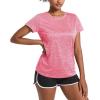 imageMAGCOMSEN Womens Workout Shirts Crewneck Short Sleeve Moisture Wicking Lightweight Tops for Gym Athletic SportsPink