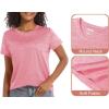 imageMAGCOMSEN Womens Workout Shirts Crewneck Short Sleeve Moisture Wicking Lightweight Tops for Gym Athletic SportsPink
