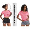 imageMAGCOMSEN Womens Workout Shirts Crewneck Short Sleeve Moisture Wicking Lightweight Tops for Gym Athletic SportsPink
