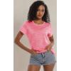 imageMAGCOMSEN Womens Workout Shirts Crewneck Short Sleeve Moisture Wicking Lightweight Tops for Gym Athletic SportsPink