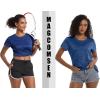imageMAGCOMSEN Womens Workout Shirts Crewneck Short Sleeve Moisture Wicking Lightweight Tops for Gym Athletic SportsSapphire Blue
