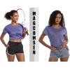imageMAGCOMSEN Womens Workout Shirts Crewneck Short Sleeve Moisture Wicking Lightweight Tops for Gym Athletic SportsViolet