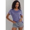 imageMAGCOMSEN Womens Workout Shirts Crewneck Short Sleeve Moisture Wicking Lightweight Tops for Gym Athletic SportsViolet