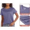 imageMAGCOMSEN Womens Workout Shirts Crewneck Short Sleeve Moisture Wicking Lightweight Tops for Gym Athletic SportsViolet