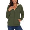 imageMAGCOMSEN Womens Zip Up Hoodies Sherpa Lined Fleece Thermal Jacket Full Zip Winter Warm Casual Thick Coats PocketsArmy Green