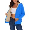 imageMAGCOMSEN Womens Zip Up Hoodies Sherpa Lined Fleece Thermal Jacket Full Zip Winter Warm Casual Thick Coats PocketsAzure