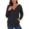 imageMAGCOMSEN Womens Zip Up Hoodies Sherpa Lined Fleece Thermal Jacket Full Zip Winter Warm Casual Thick Coats PocketsBlack