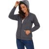 imageMAGCOMSEN Womens Zip Up Hoodies Sherpa Lined Fleece Thermal Jacket Full Zip Winter Warm Casual Thick Coats PocketsDark Grey