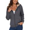 imageMAGCOMSEN Womens Zip Up Hoodies Sherpa Lined Fleece Thermal Jacket Full Zip Winter Warm Casual Thick Coats PocketsDark Grey