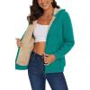 imageMAGCOMSEN Womens Zip Up Hoodies Sherpa Lined Fleece Thermal Jacket Full Zip Winter Warm Casual Thick Coats PocketsEmerald Green