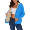 imageMAGCOMSEN Womens Zip Up Hoodies Sherpa Lined Fleece Thermal Jacket Full Zip Winter Warm Casual Thick Coats PocketsIce Blue