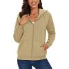 imageMAGCOMSEN Womens Zip Up Hoodies Sherpa Lined Fleece Thermal Jacket Full Zip Winter Warm Casual Thick Coats PocketsKhaki