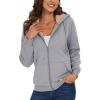 imageMAGCOMSEN Womens Zip Up Hoodies Sherpa Lined Fleece Thermal Jacket Full Zip Winter Warm Casual Thick Coats PocketsLight Grey