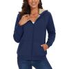 imageMAGCOMSEN Womens Zip Up Hoodies Sherpa Lined Fleece Thermal Jacket Full Zip Winter Warm Casual Thick Coats PocketsNavy