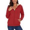imageMAGCOMSEN Womens Zip Up Hoodies Sherpa Lined Fleece Thermal Jacket Full Zip Winter Warm Casual Thick Coats PocketsOrange Red