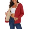 imageMAGCOMSEN Womens Zip Up Hoodies Sherpa Lined Fleece Thermal Jacket Full Zip Winter Warm Casual Thick Coats PocketsOrange Red