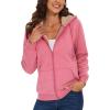 imageMAGCOMSEN Womens Zip Up Hoodies Sherpa Lined Fleece Thermal Jacket Full Zip Winter Warm Casual Thick Coats PocketsPink