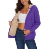 imageMAGCOMSEN Womens Zip Up Hoodies Sherpa Lined Fleece Thermal Jacket Full Zip Winter Warm Casual Thick Coats PocketsPurple