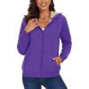 imageMAGCOMSEN Womens Zip Up Hoodies Sherpa Lined Fleece Thermal Jacket Full Zip Winter Warm Casual Thick Coats PocketsPurple