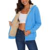 imageMAGCOMSEN Womens Zip Up Hoodies Sherpa Lined Fleece Thermal Jacket Full Zip Winter Warm Casual Thick Coats PocketsSky Blue