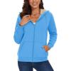 imageMAGCOMSEN Womens Zip Up Hoodies Sherpa Lined Fleece Thermal Jacket Full Zip Winter Warm Casual Thick Coats PocketsSky Blue