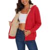 imageMAGCOMSEN Womens Zip Up Hoodies Sherpa Lined Fleece Thermal Jacket Full Zip Winter Warm Casual Thick Coats PocketsTomato Red