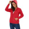 imageMAGCOMSEN Womens Zip Up Hoodies Sherpa Lined Fleece Thermal Jacket Full Zip Winter Warm Casual Thick Coats PocketsTomato Red
