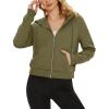imageMAGCOMSEN Womens Cropped Hoodie Sweatshirt Fleece Lined Full Zip Up Jacket With PocketsArmy Green