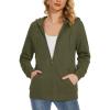 imageMAGCOMSEN Womens Fleece Lined Zip Up Hoodies Casual Hooded Jacket Workout Full Zip Sweatshirts Pocket CoatsArmy Green