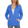 imageMAGCOMSEN Womens Fleece Lined Zip Up Hoodies Casual Hooded Jacket Workout Full Zip Sweatshirts Pocket CoatsAzure