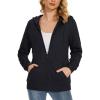 imageMAGCOMSEN Womens Fleece Lined Zip Up Hoodies Casual Hooded Jacket Workout Full Zip Sweatshirts Pocket CoatsBlack