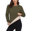 imageMAGCOMSEN Womens Sherpa Lined Sweatshirts Thermal Casual Crewneck Fleece Pullover Winter Warm Thick Long Sleeve TopsArmy Green