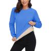 imageMAGCOMSEN Womens Sherpa Lined Sweatshirts Thermal Casual Crewneck Fleece Pullover Winter Warm Thick Long Sleeve TopsAzure