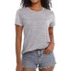 imageMAGCOMSEN Womens Workout Shirts Crewneck Short Sleeve Moisture Wicking Lightweight Tops for Gym Athletic SportsLight Grey