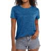 imageMAGCOMSEN Womens Workout Shirts Crewneck Short Sleeve Moisture Wicking Lightweight Tops for Gym Athletic SportsMedium Blue