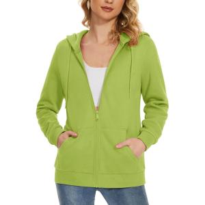 imageMAGCOMSEN Womens Fleece Lined Zip Up Hoodies Casual Hooded Jacket Workout Full Zip Sweatshirts Pocket CoatsOlive Green