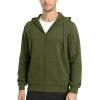 imageMAGCOMSEN Mens Fleece Lined Zip Up Hoodie Casual Fashion Hooded Jacket Lightweigt Athletic Sweatshirt with PocketArmy Green